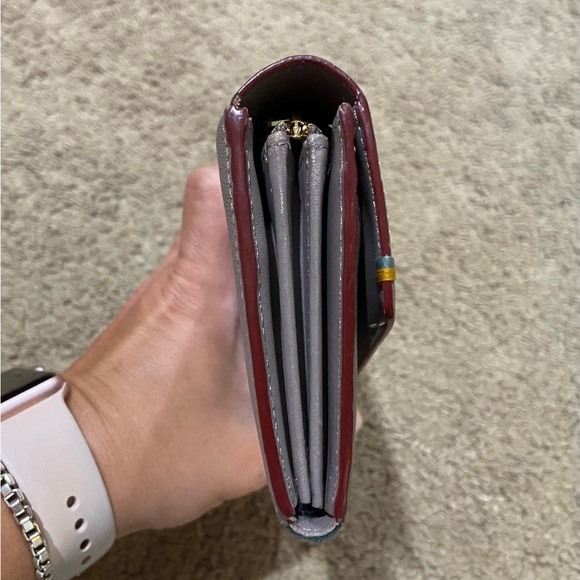 Paul Smith Highlight Stitch Long Wallet Gray Leather Card Coin Money Slots - Picture 3 of 14